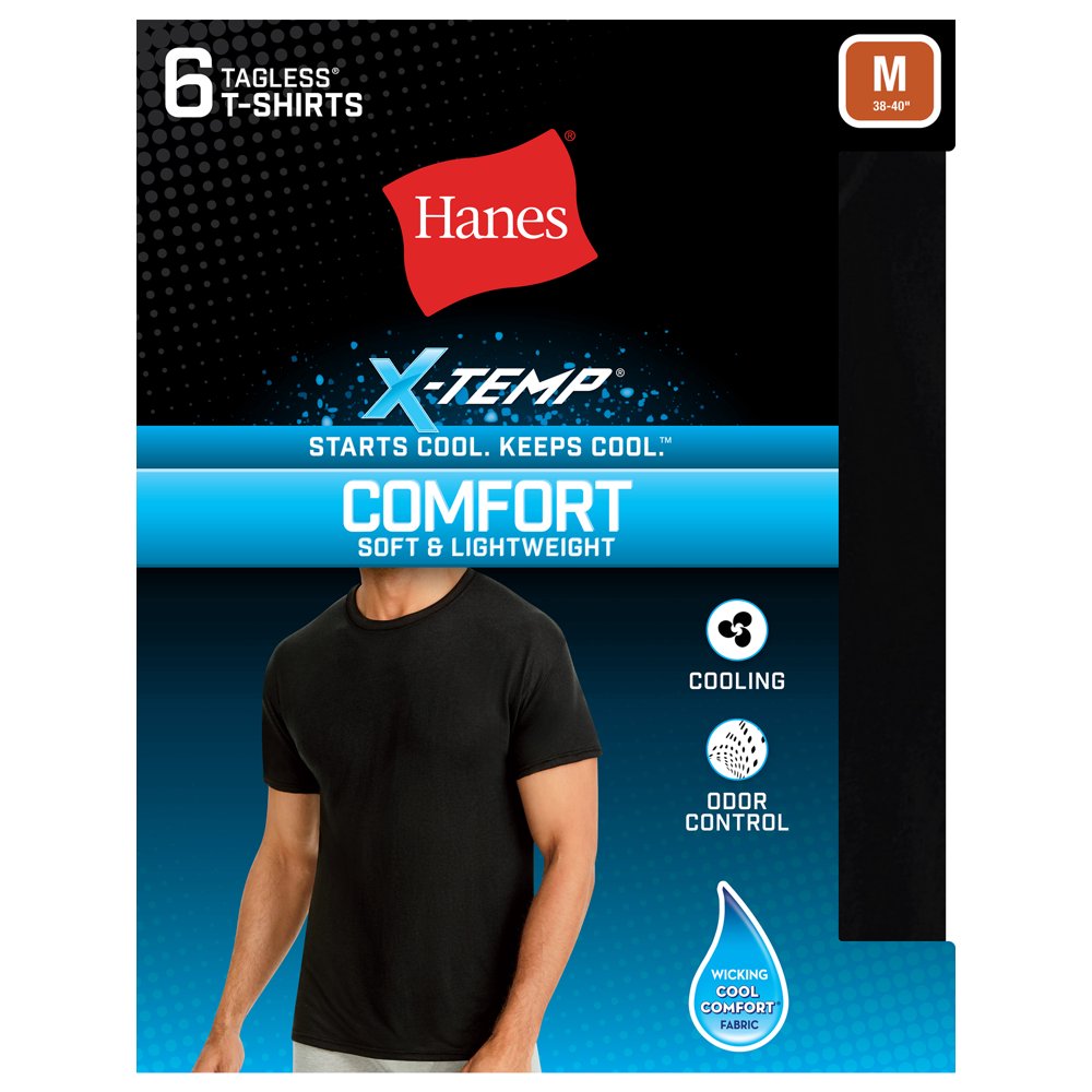 Hanes Hanes Men's Tagless XTemp Comfort Crew TShirt 6 Pack
