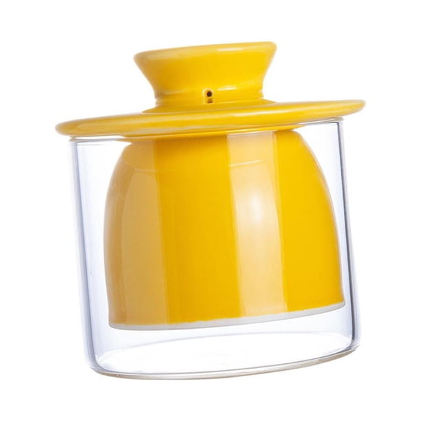 Recipiente de cerámica Soledad Bandeja de sellado de agua con tapa Amarillo