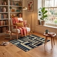 thumbnail image 3 of ODIKA 3'x5' Ultra-Soft Throw Mat, Retro Colorblock Mosaic Vintage Abstract Band Layout Striped Flowing Dynamic None Washable, Bare feet friendly, Easy Care Indoor rug for Bedside, Vanity, 3 of 7