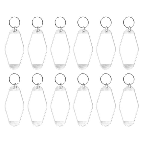 Uxcell Blank Hotel Keychain Tags, Motel Keychain, Vintage Key Tags for DIY Crafts Luggage 12 Pcs & Transparent