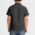 thumbnail image 6 of CQONEPT Boys Linen Henley Shirts Short Sleeve T Shirts Summer Tee Tops Solid Color Button Up Blouse for Kids Black 11-12 Years, 6 of 7