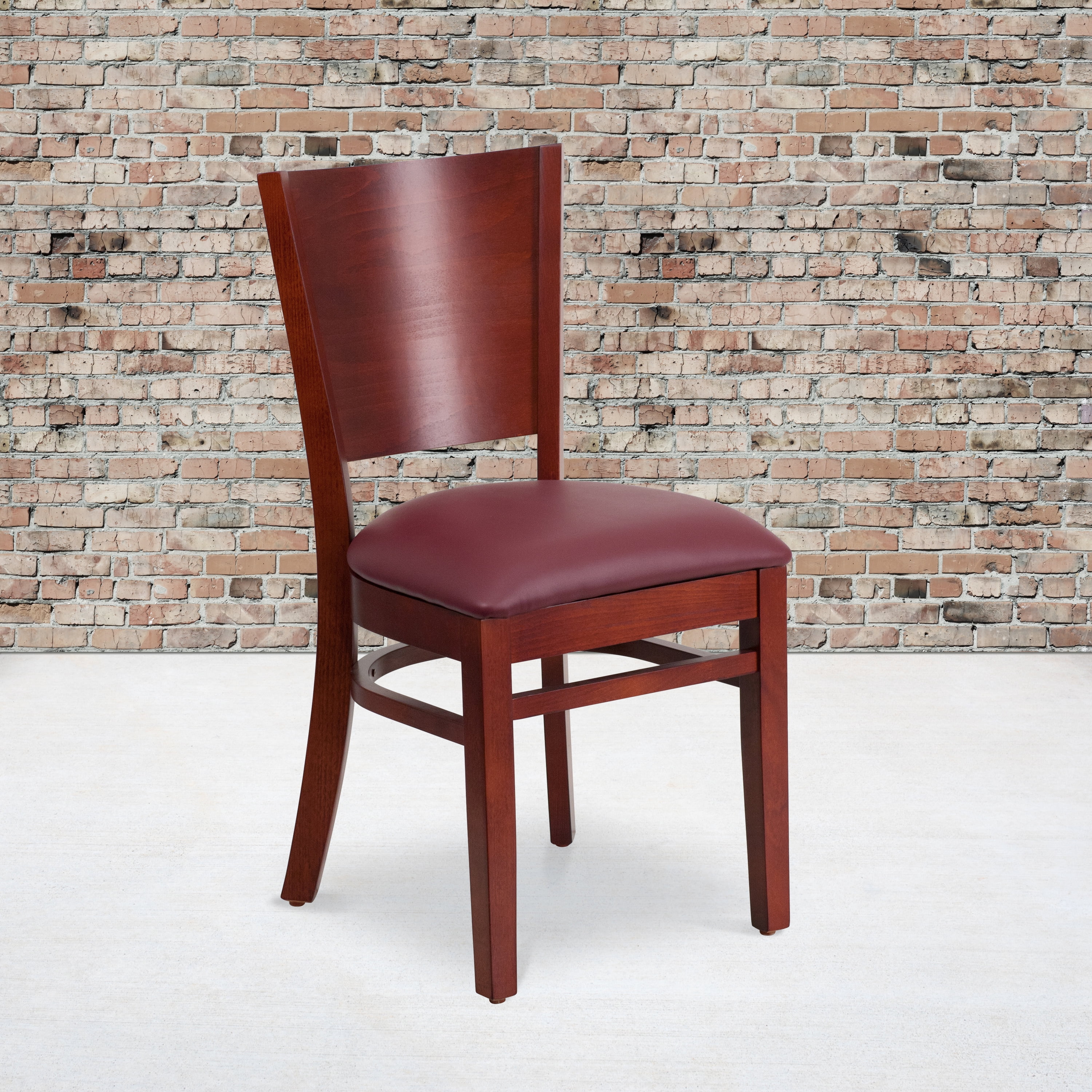 Flash Furniture 2-Pack Lacey Series Solid Back Mahogany Wooden Restaurant Chair, Vinyl Seat, Multiple Colors