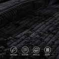 thumbnail image 5 of Luxury Velvet Quilt Set Oversized California King Size 120''x120'', Ultra-Soft Striped Channel Comforter with Rice Stitch Detailing, Lightweight All-Season Bedspread Coverlet w/ 2 Shams, Black, 5 of 7