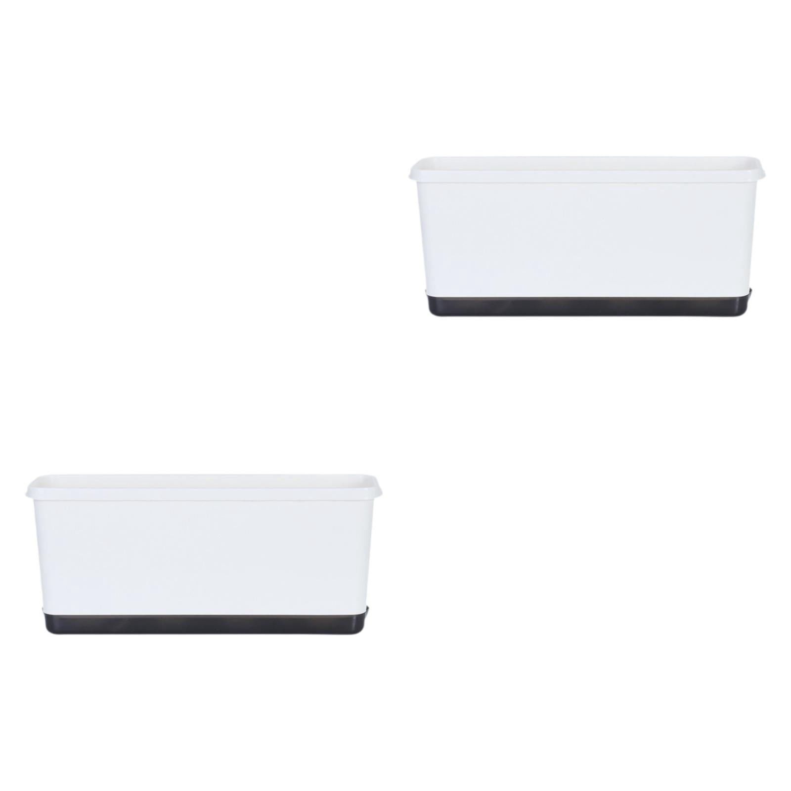 Bothyi 2 Pieces Window Box Planter Flower Pot Accessories Versatile with Drainage Holes White