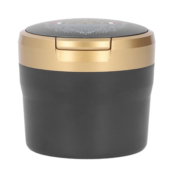 Yajisi Mini Portable Car Ashtray with LED Light, Smokeless Design, Built‑in Button Battery, Secure Lid, Ideal for Home, Office & Travel
