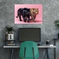 thumbnail image 4 of Mudket Black Panther & Leopard Walking on Pink Background Canvas Wall Art, Modern Wildlife Canvas Art for Living Room Bedroom Print for Office Home Decor , Framed Ready to Hang - 12"L x 8"W, 4 of 9