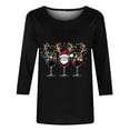 thumbnail image 4 of FDGIU Women's 3/4 Sleeve Red Wine Glass Christmas Graphic Tees Sweatshirt - Long Sleeve Holiday Top with Festive Wine Graphic, Xmas Party Blouse, 4 of 4