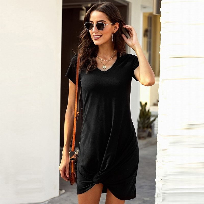 t shirt dress with knot front
