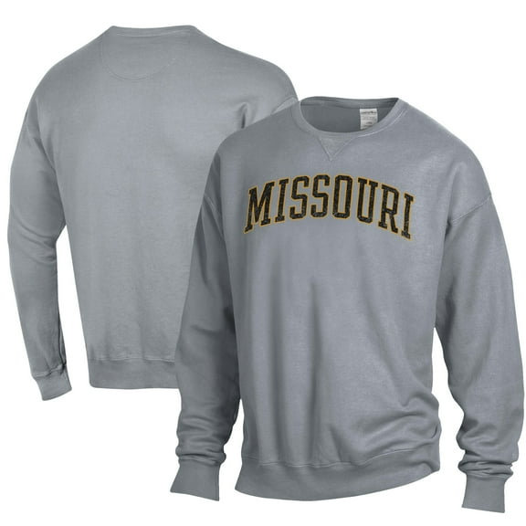 Men's ComfortWash Gray Missouri Tigers Garment Dyed Fleece Crewneck Pullover Sweatshirt