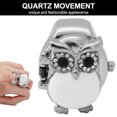 thumbnail image 4 of Flip Up Cover Anillo Reloj Finger Ring Watch Flip Up Cover Vintage Owl Pattern Unixes Finger Quartz WatchWhite, 4 of 8