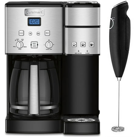 Electric With Timer Coffee Maker - Cuisinart 12-Cup Coffee Maker and Single-Serve Brewer Stainless Steel (SS-15) with Deco Gear Milk Frother - Handheld Electric Foam Maker For Coffee, Latte, Cappuccino