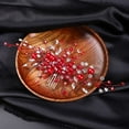 thumbnail image 2 of Crystal Hair Comb for Women Red Pearl Wedding Bridal Hair Piece Boho Hair Accessories for Prom Party, 2 of 4