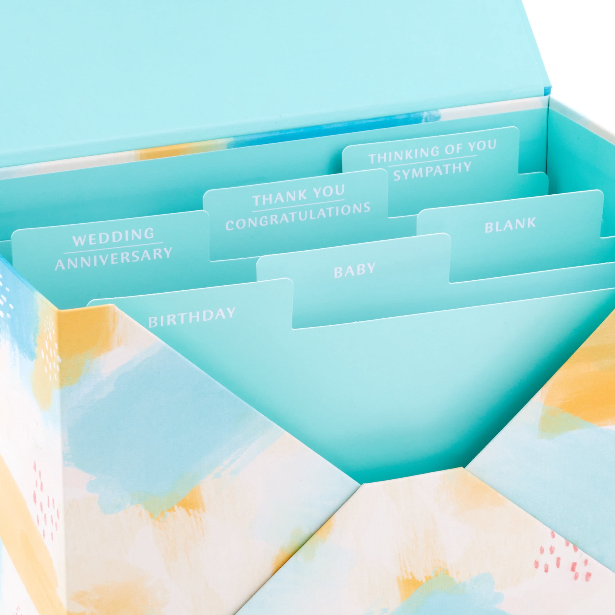 Hallmark Assorted Boxed Handmade Greeting Cards (Watercolor)—Birthday, Baby Shower, Wedding, Sympathy, Thinking of You, Thank You, Pack of 24 With Storage Box