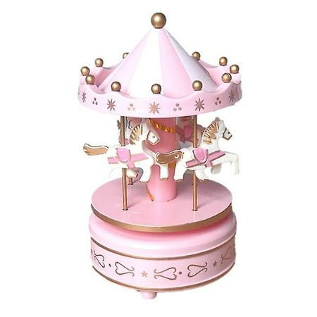 Classic Trojan Horse Carousel Carousel Music Box Toy Birthday Gift Pink ...