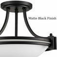 thumbnail image 3 of Claxy 12 in Dimmable 2-Light Black Bathroom Flush Mount Lights with Milk Glass Bowl Shade for Kitchen Bedroom, 3 of 7