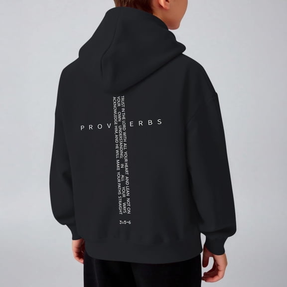 Boys' Hoodies Solid Print Hooded Long Sleeve Cozy Pullover Top for Everyday Wear Boy's Sweatshirts Black 4 Years-5 Years