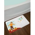 thumbnail image 2 of Autumn Pumpkin Bath Mat, Fall Harvest Themed Cartoon of Scarecrow Seasonal Fruits and Leaves, Plush Bathroom Decor Mat with Non Slip Backing, 29.5" X 17.5", Multicolor, by Ambesonne, 2 of 2