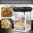 thumbnail image 2 of KFFKFF Popcorn Creator, 850W Corn Popping Device, 8 Oz Container Produces 48 Servings Each Cycle, Tabletop Corn Popper with Reinforced Glass, Comes with 4 Ladles, Cinema Inspired Design, Black, 2 of 9