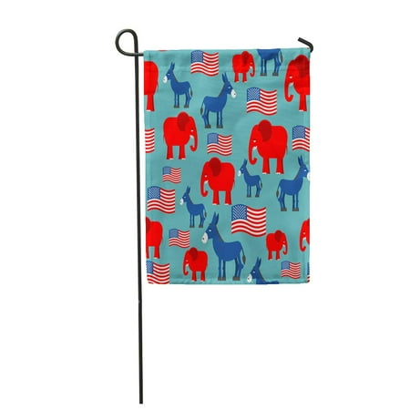 Elephant American Flag - LADDKE Elephant and Donkey for Election Debate in America Democrat Garden Flag Decorative Flag House Banner 12x18 inch