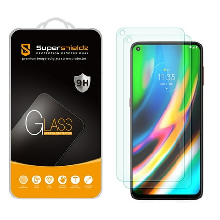 [2-Pack] Supershieldz for Motorola Moto G9 Plus Tempered Glass Screen Protector, Anti-Scratch, Anti-Fingerprint, Bubble Free
