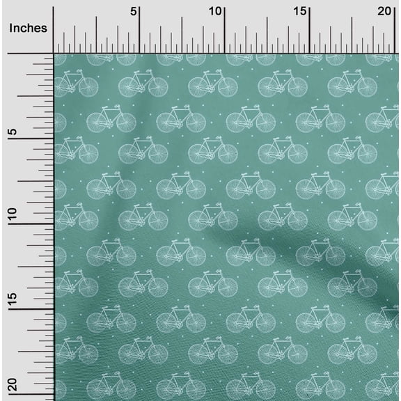 oneOone Organic Cotton Voile Fabric Dot & Bicycle Block Print Fabric BTY 42 Inch Wide