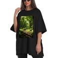 thumbnail image 4 of Plus Size Shirt for Women Black Tops for Women Short Sleeves Shirt for Women Forest T Shirt Crewneck Shirt for Women XL, 4 of 5