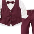 thumbnail image 4 of Qopobobo Toddler Dress Suit Toddler Baby Boy Clothes Fall Winter Outfit, Toddler Boys Long Sleeve Shirt Tops And Pants 3PCS Child Kids Gentleman Bowtie Fall Winter Set&Outfits Overalls Wine,3-4 Years, 4 of 4