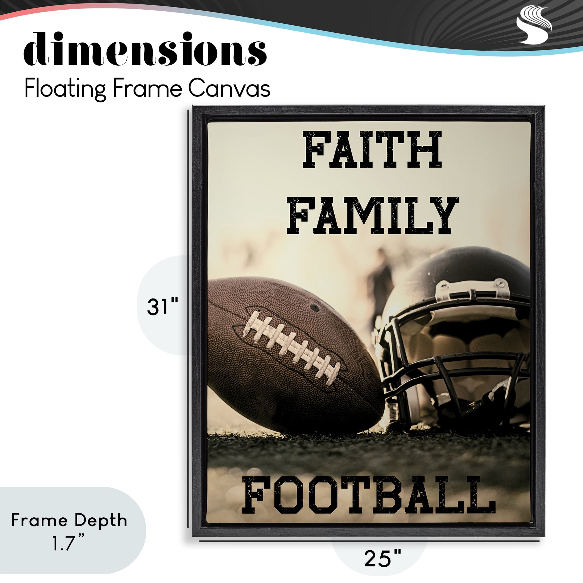 Stupell Industries Faith Family Football Black Framed Floater Canvas Wall Art, design by Jesse Keith