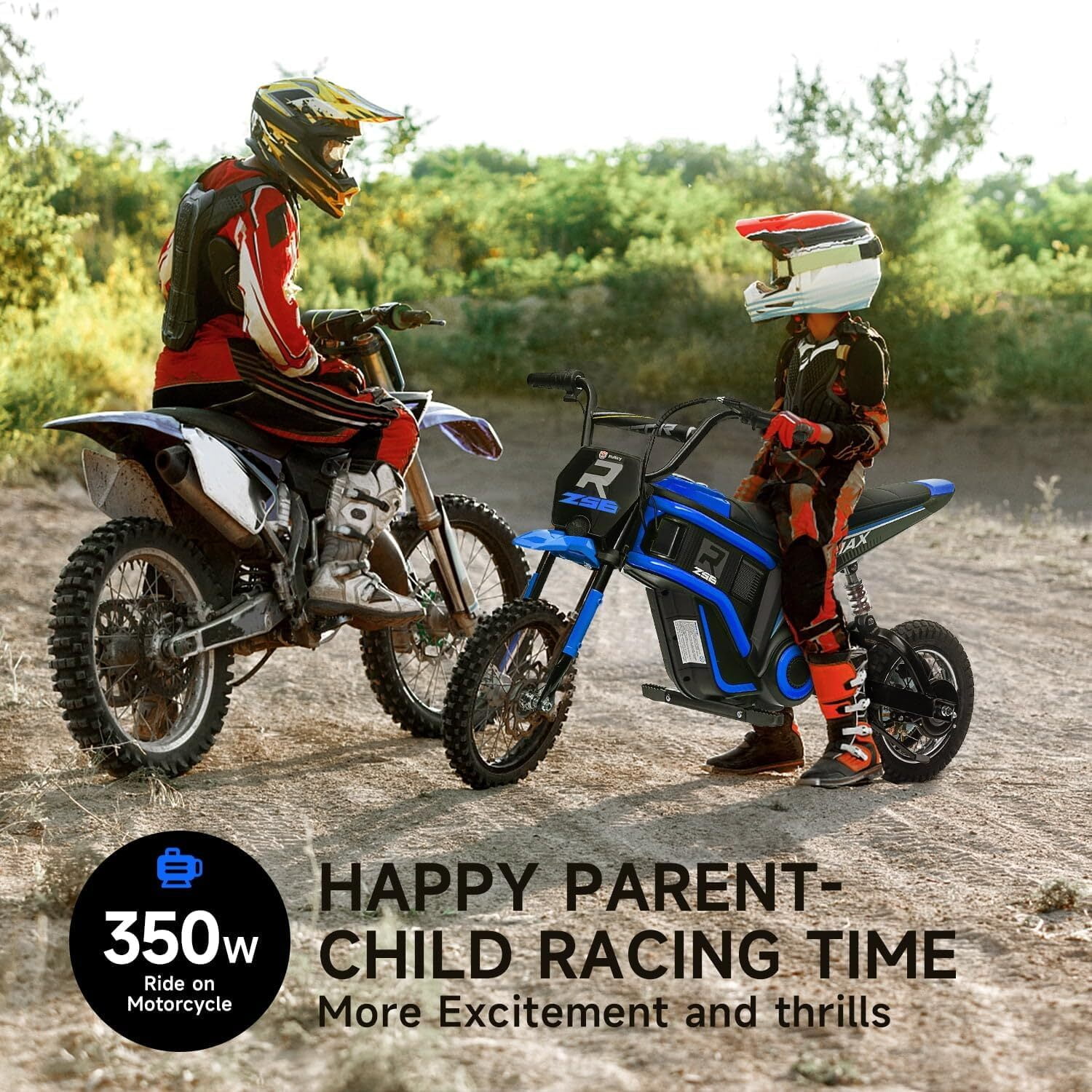 HNH 24V Electric Dirt Bike for 6-15 Year, 15Mph Motocross Motorcycle,140LBS Max Electric Motorcycle with 350W Motor,Blue