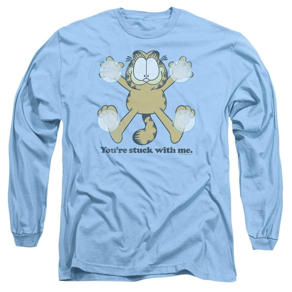 Garfield Stuck Long Sleeve Adult 18/1 T-Shirt Carolina Blue