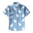 thumbnail image 5 of LRen Easter Bunny Print Boys Short Sleeve Button Down Shirt With Stand Collar Easter Egg Graphic Print Boys Kids Toddler Tees Clothes Summer Tops, 5 of 5