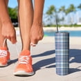 thumbnail image 2 of 20oz Blue White and Yellow Checkered Pattern Skinny Tumblers Stainless Steel Tumbler with Lid and Straw,Vacuum Insulated Double Wall Travel Tumbler Cups with Cleaning Brush for Coffee,Tea, 2 of 6