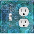 thumbnail image 1 of Metal Light Switch Plate Outlet Cover (Teal Wallpaper Letter Damask LET003), 1 of 13