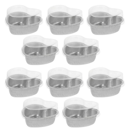 

Tinksky 10Pcs Heart-shaped Foil Box Cake Pan with Lids Practical Cake Baking Box Foil Cupcake Cup