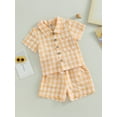thumbnail image 3 of Wassery Toddler Boys 2PCS Shorts Sets Short Sleeve Plaid Shirt and Drawstring Shorts Sets 6M 12M 18M 24M 2T 3T Infant Baby Boy Summer Casual Clothes, 3 of 8
