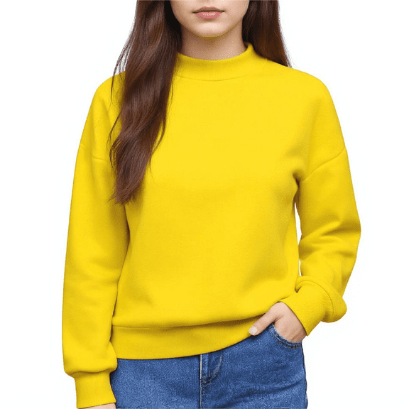 XADYUY Girls Mock Neck Sweatshirt Cute Fleece Long Sleeve Girls Pullover Top Sweaters for Teens Casual Winter Clothing for Teen Girls,9-10 Years Yellow