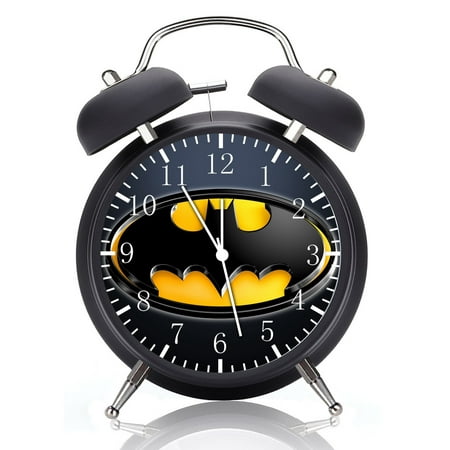 Twin Bell Batman Alarm Clock with Night Light Quite Silent Non-Ticking 4 Inches Glass Face - Great for Decor Best Gift Ideas G204