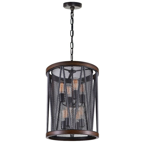 CWI Lighting Parsh 8 Light Drum Shade Farmhouse Metal Chandelier in Pewter