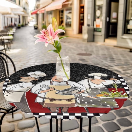 Cartoon Kitchens Cooks Round Fitted Tablecloth with Elastic Edge Waterproof Table Cloth Fits Tables Up to 55 -60 Wipeable Washable Table Cover for Indoor Outdoor Dinning Black White Geometric Plaid Cartoon Kitchens Cooks Round Fitted Tablecloth with Elastic Edge Waterproof Table Cloth Fits Tables Up to 55 -60 Wipeable Washable Table Cover for Indoor Outdoor Dinning Black White Geometric Plaid