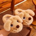 thumbnail image 2 of ABSUYY Closed Back Kids Slippers for Boys Girls,&nbsp;Khaki&nbsp;Fuzzy Plush Dog House Shoes, Non Slip Warm, Size 12.5 Little Kid, 2 of 9