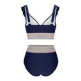 thumbnail image 4 of Traje de baño de bikini de verano para mujer, de color liso, con cojín en el pecho y sin soporte de acero, sin espalda, con tirantes, de nailon., 4 of 7