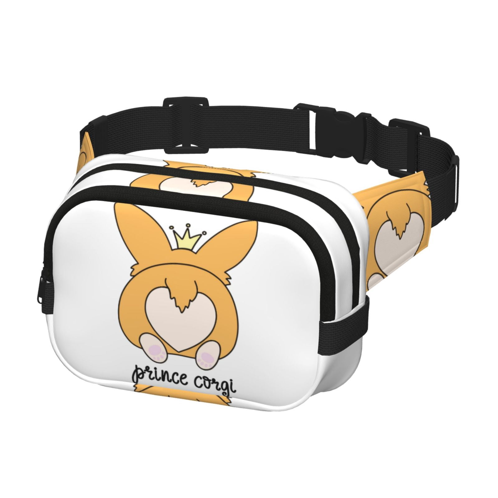 Hirioo Prince Corgi Dog for Double Layer Waist Bag Adjustable Fanny Pack For Travel Running Hiking