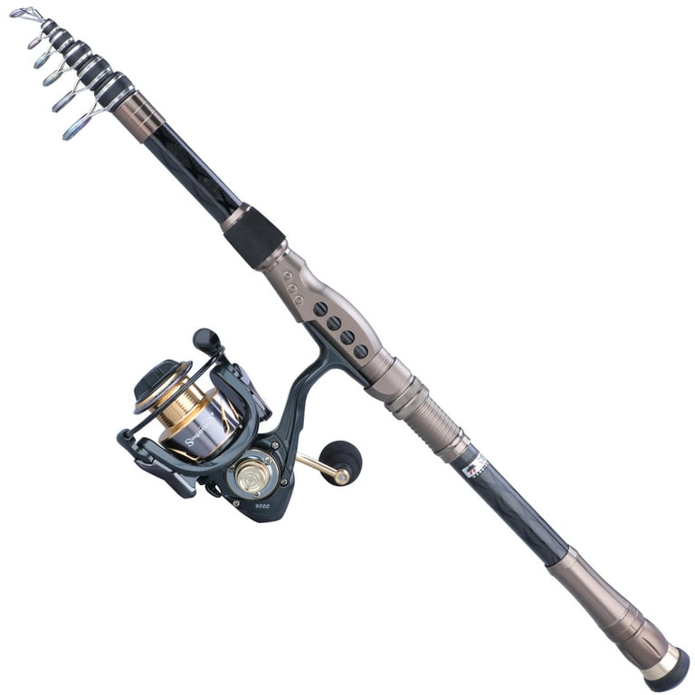 Sougayilang Spinning Telescopic Rod and Spinning Reel Fishing Combo with  Surf Pole 13+1 BB Smooth Fishing Reels
