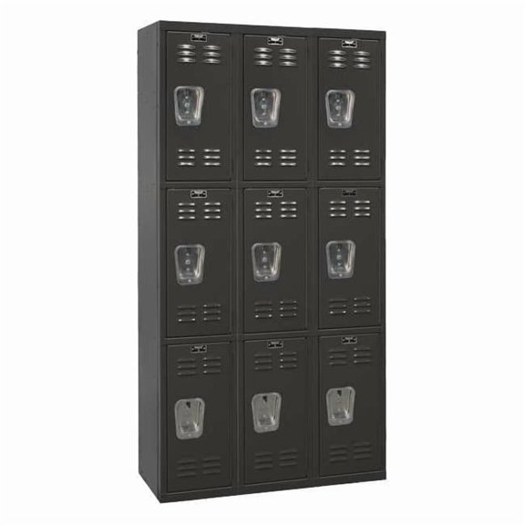 Wardrobe Locker, 36 in W, 18 in D, 72 in H, (3) Tier, (3) Wide, Black