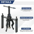 thumbnail image 3 of 3 Jaw Inner Bearing Puller Set | Blind Bearing Puller Set Bushing Gear Extractor Wheel Bearing Puller Automotive Kit Heavy Duty 3 Jaw Pilot Bearing Puller for Motorcycle, Car, and SUV, 3 of 6