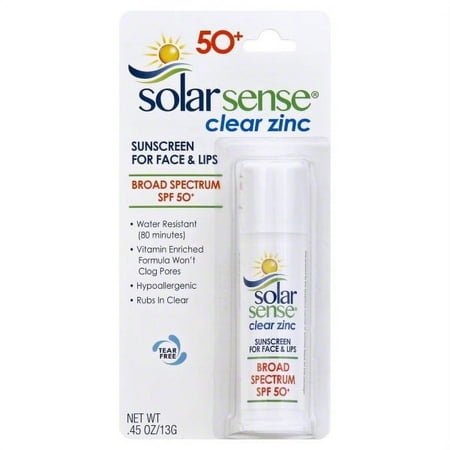 Solar Sense Clear Zinc Advanced Sunscreen Stick For Face & Lips SPF 50 0.45 oz
