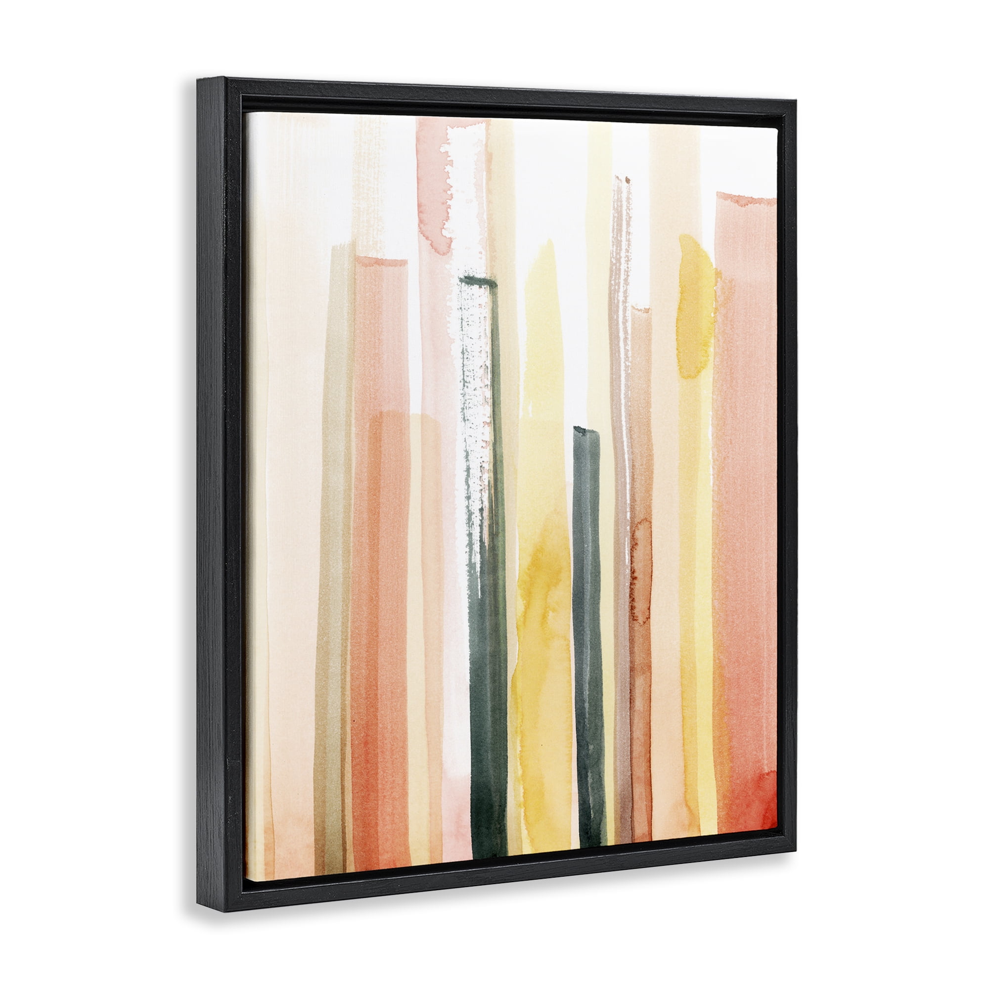 Stupell Industries Coral Reach Watercolor Abstract Painting Black Floater Framed Canvas Art Print Wall Art, 17 x 21