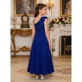 thumbnail image 6 of Hansber Girls Formal Dress One Shoulder Bow Sequin Slit Hem Birthday Party Dress Prom Pageant Ball Gowns Royal Blue 16, 6 of 7