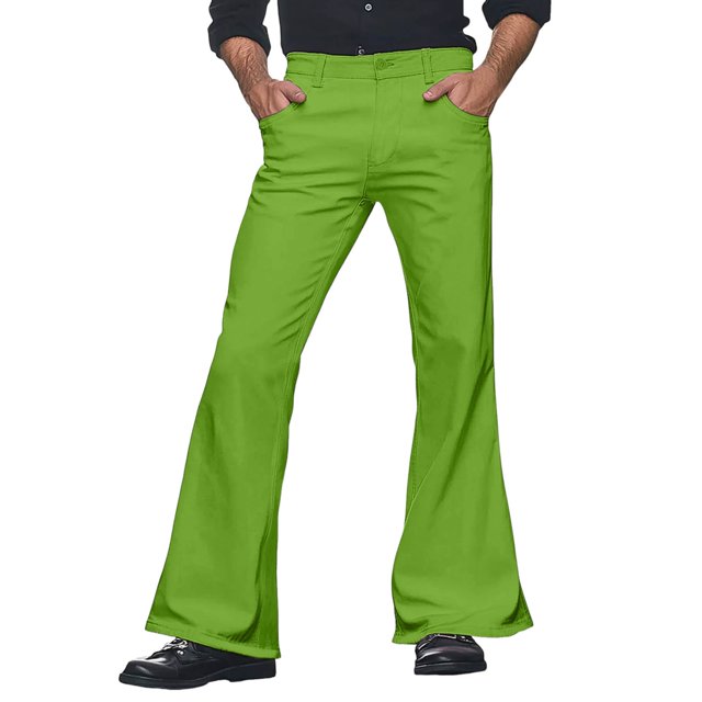 Zszcpp Jogging Pants For Men Solid Daily Life Vintage Wide Leg Simple Style Carnival Disco Flared Trousers Casual Trouser