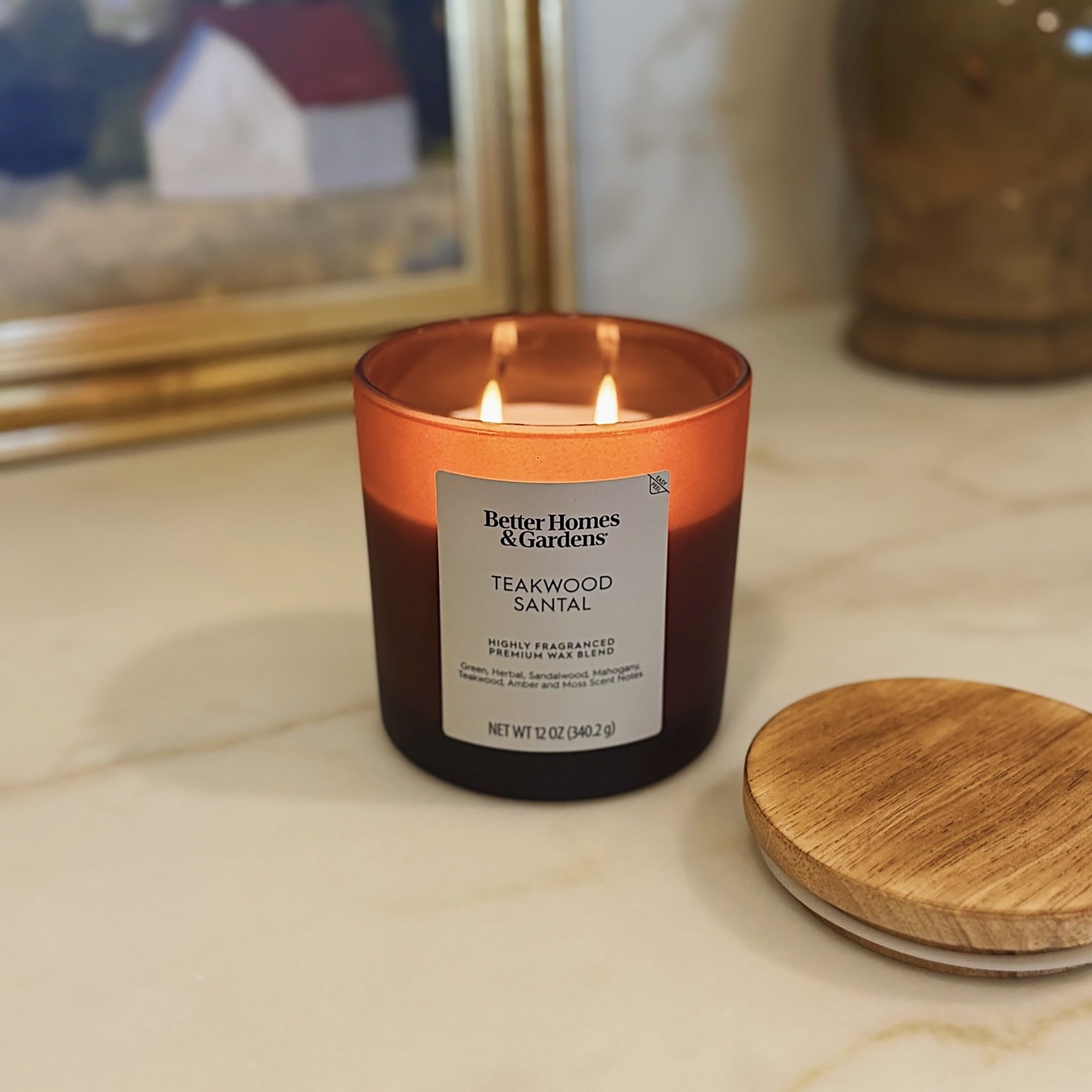 Better Homes & Gardens Teakwood Santal Scented 2-Wick Frosted Jar